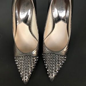 Michael Kors Silver Studded Heels Size 7